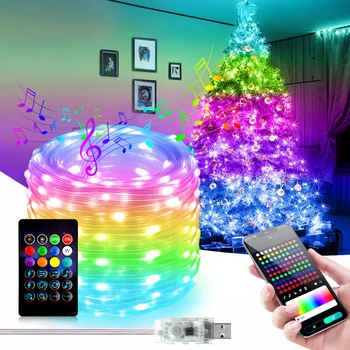 10 М 20 М 25 М 50 М Smart RGBIC Dreamcolor Светодиодные Ленты Сказочные Гирлянды 5 В USB 10 Светодиодов/м Bluetooth Управление Рождественский Световой Декор