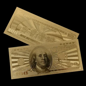* 10 шт./лот Памятные Золотые Банкноты 100 Долларов США Денежная Купюра Поддельные Бумажные Деньги Монета Медаль 24k Соединенные Штаты Америки