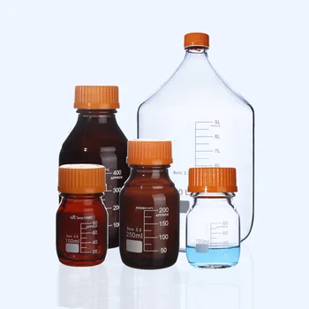100 250 500 1000 мл Завинчивающаяся Крышка Прозрачная Коричневая Стеклянная Бутылка Для Реагентов GG-17 Бутылка Для Реагентов Лабораторная Посуда Химический Эксперимент