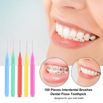 100 штук межзубных щеток, зубная нить, зубочистка, ортодонтические брекеты, щетка для чистки зубов, инструмент для ухода за полостью рта
