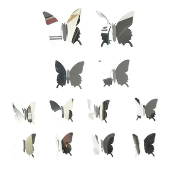 12 шт. наклейка с зеркальными бабочками Декоративная наклейка для украшения вечеринки