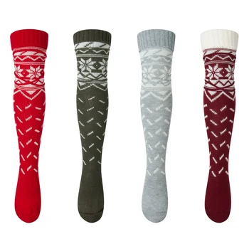 2023 Рождественские теплые вязаные носки выше колена, длинные носки для женщин, осенние сексуальные сапоги выше колена, теплые чулки