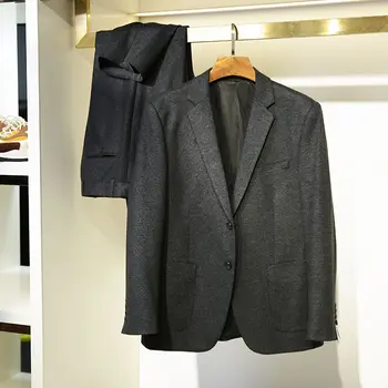2023new Suit осенне-зимний мужской деловой повседневный шерстяной костюм-брюки, комплект из двух предметов