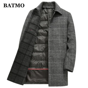 2024 Новое поступление, зимнее шерстяное пальто с подкладкой из белого утиного пуха высшего качества, мужское утолщенное теплое пальто, размер M-4XL 22837