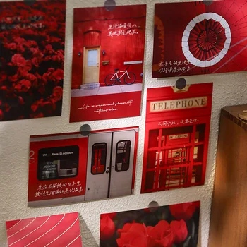 30 Листов / комплект Темно-красная открытка с фейерверками Креативные открытки с сообщениями Письмо на день рождения Бизнес-подарочная карта Открытка для украшения стен
