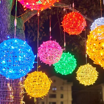 30-сантиметровый шар-фонарь Fairy String Light Наружный шар-глобус Подвесная лампа-гирлянда Рождественская елка гирлянда для декора двора на дереве
