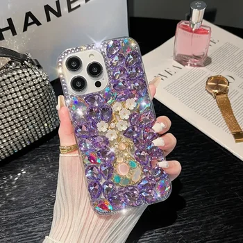 3D Ваза Цветок Бриллиантовый Чехол Для Телефона Samsung Galaxy S8 S9 S10 S20 Plus S21 FE S22 23Ultra Note20 10 Crystal Telefon Funda Coque