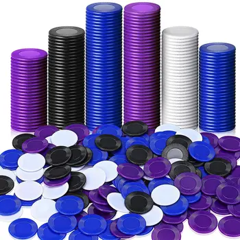 400 штук пластиковых фишек для покера, игровых фишек, 4 цвета счетной карты для игры, подсчета фишек для игры в бинго, 2 карты
