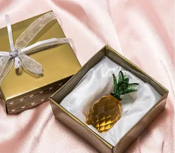 50шт Хрустальный Орнамент в виде ананаса, свадебные Сувениры в форме ананаса в подарочной коробке, подарок для вечеринки, украшение для дома SN2955
