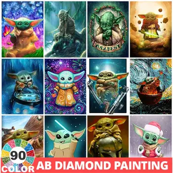 90 Цветов AB 5D Алмазная живопись Yoda Baby Mosaic Drill Wars Наборы для вышивания крестиком своими руками Картинки из страз Мультяшный домашний декор