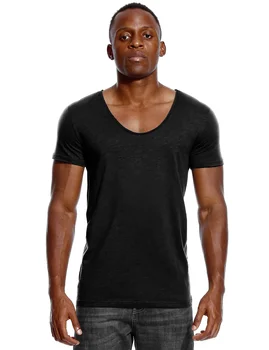 A1962 Ronde Hals T-shirt Voor Mannen Low Cut Diepe V-hals Brede Vee Tee Mannelijke Tshirt Onzichtbare Ondershirt Slim Fit korte