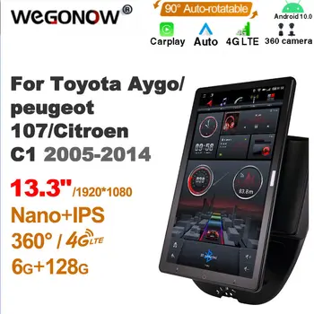 Android 10,0 Собственное автомобильное радио Auto для Toyota Aygo 2006-2013/peugeot 107-2005-2014/Citroen C1 2005-2014 13,3 