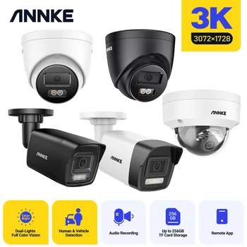 ANNKE 3K 5MP Интеллектуальная ИК-Сетевая Камера с Двойным Освещением, Встроенный микрофон, Камеры Безопасности для помещений и улицы H.265 + IP-Камеры Обнаружения Движения
