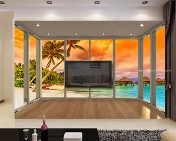 beibehang papier peint, современная новая спальня, гостиная, красивые привлекательные фоновые обои с прибрежными пейзажами
