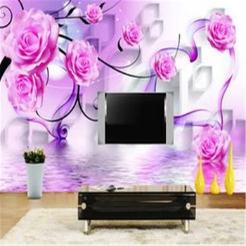 beibehang Rose reflection стереоскопический фон для 3D-телевизора, декоративные обои papel de parede, фотообои cortinas para