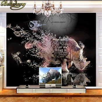 beibehang Мультфильм носорог Пользовательские фотообои городской пейзаж рельефные обои для гостиной спальни телевизор 3d настенные обои