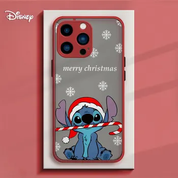 Disney Stitch Merry Christmas Снежинка Прозрачный Матовый Чехол Для Телефона iPhone 15 11 14 13 12 Pro Max Mini X XR Xs 8 7 Plus Чехол