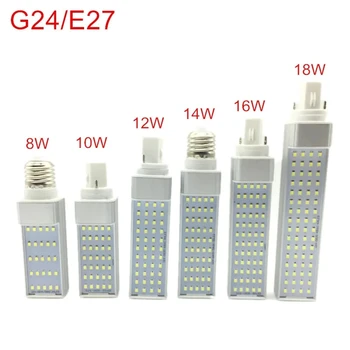 G24 / E27 Светодиодные лампы 8 Вт 10 Вт 12 Вт 14 Вт 16 Вт 18 Вт E27 Светодиодная Кукурузная лампа Прожектор 180 Градусов AC85-265V Горизонтальный Штекерный светильник