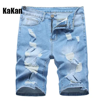Kakan - Европейские и американские Новые Летние мужские Джинсы с разрезами, Мужская одежда, Модные брюки средней длины, Поцарапанные Короткие джинсы K09-212