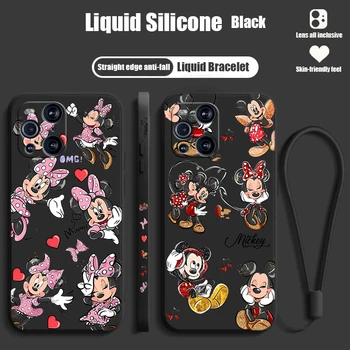 Minnie Mickey Fashion Cute для OPPO Find X6 X5 X3 X2 Pro Lite Neo Liquid Left Rope Силиконовый чехол для телефона из ТПУ