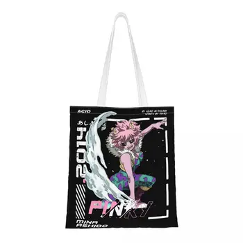 Pinky Mina Ashido Женская сумка Через плечо My Hero Academia Эстетичный Дизайн Аниме Многоразовая сумка-тоут Большой емкости Холщовая сумка-Тоут