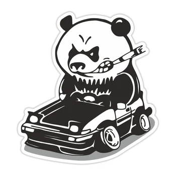 S50671 # Панда в машине 13 см / 17 см Самоклеящаяся наклейка на автомобиль, Водонепроницаемые автомобильные декоры на бампер, заднее стекло, ноутбук