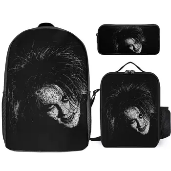 The Cure Robert Smith 19 Комплект 3 в 1, 17-дюймовый рюкзак, сумка для ланча, сумка для ручек, дорожный уникальный прочный походный набор, уютный