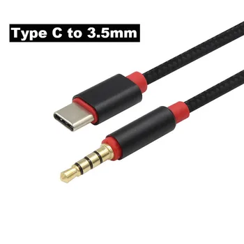 Адаптер аудиокабеля Type C- 3,5 мм для разъема для наушников USB C Type-c, провод Aux длиной 1 м для телефона, автомобильный стереодинамик