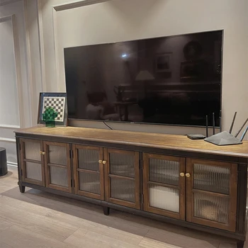 Американский легкий роскошный шкаф для телевизора из массива дерева, антикварная напольная мебель для небольшой квартиры, Вилла, выставочный зал