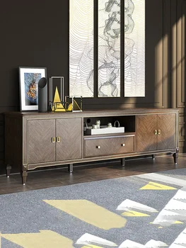 Американский ТВ-шкаф из массива дерева, легкая роскошная современная простая мебель для небольшой гостиной, чайный столик, комбинация ТВ-шкафов