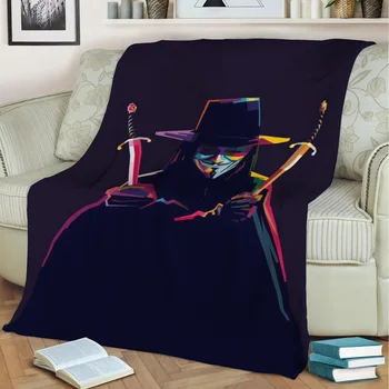 Анонимное плюшевое одеяло с 3D принтом, накинутое на диван, домашний декор, Мягкое теплое моющееся одеяло с ворсом, прямая поставка