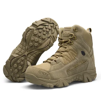 Армейские рабочие ботинки для мужчин, повседневные военные ботильоны из коровьей замши, мужская уличная водонепроницаемая обувь, тактические ботинки, мужские спортивные ботинки