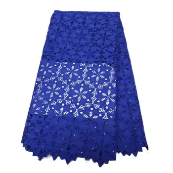 Африканская кружевная ткань Королевский синий Гипюровый шнурок Для женского платья 5 ярдов