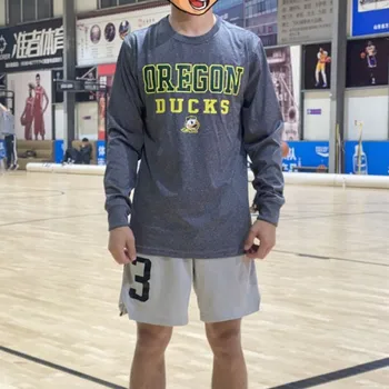 Баскетбольная тренировочная одежда Iverson Men Oregon, Дышащие спортивные футболки с длинным рукавом, Дышащий трикотаж Shootaround
