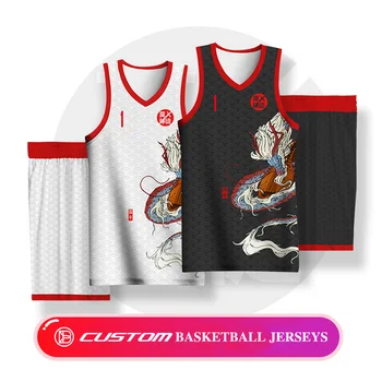 Баскетбольные комплекты BASKETMAN Для мужчин, модные трикотажные изделия с принтом дракона, шорты, униформа, Настраиваемые тренировочные костюмы с именами и номерами