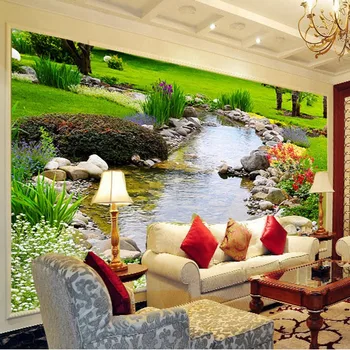 бейбеханг Пользовательские обои 3d фреска ручей трава пейзаж ТВ фон стены гостиная спальня обои 3d papel de parede