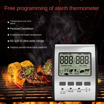 Бытовая духовка Термометр из нержавеющей стали Кухонный термометр для барбекю Сигнализация обратного отсчета контроля температуры с подсветкой
