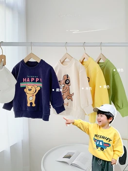 Весенне-осенний новый детский свитер, свитер с героями мультфильмов для корейских мальчиков и девочек, детский топ с длинными рукавами