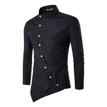 Весенне-осенняя мужская рубашка с длинным рукавом, вечернее платье, нерегулярный топ, Корейская уличная мода, дизайнерская футболка