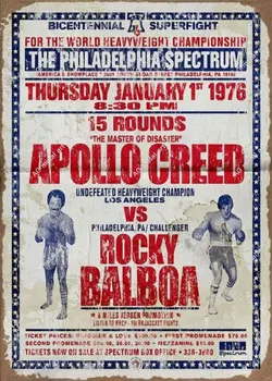 Винтажная металлическая жестяная вывеска в стиле ретро, четверг, 1 января 1976, Apollo Creed Vs Rocky Balboa, алюминиевая вывеска для домашнего кофейного декора стен