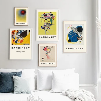Винтажные картины Кандинского с абстрактными геометрическими линиями на холсте, плакаты и настенные рисунки для гостиной, украшения дома