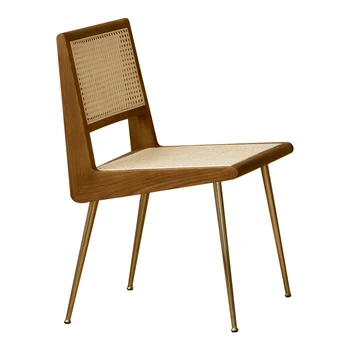 Винтажный обеденный стул из массива ротанга, мебель для гостиной, стул со спинкой, сетчатый красный стул из нержавеющей стали