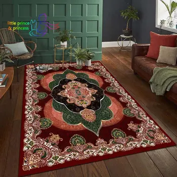 Винтажный персидский ковер с коротким ворсом для украшения гостиной, ковры для декора спальни, ковры для дома, утолщенные коврики для пола, моющийся ковер
