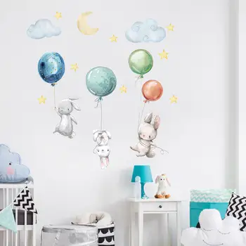 Воздушный шар Летающее животное Наклейка на стену Мультфильм Креативная наклейка на стену детской для детского сада Спальня Гостиная Настенные украшения