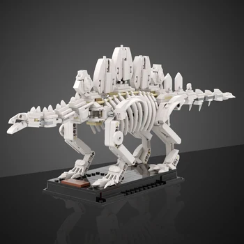 Выставка скелетов динозавров в музее MOC, Ископаемый Скелет динозавра, Строительные блоки, набор ископаемых стегозавров, Собранные кирпичи, детские игрушки