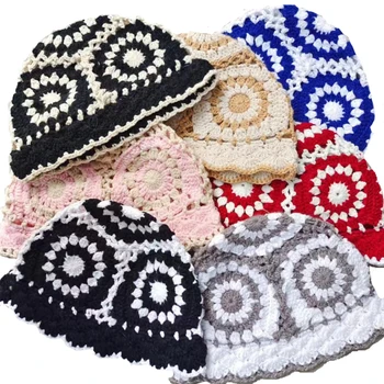 Вязаные шапочки из редкой шерсти для женщин, Полые тюбетейки ручной работы, Зимняя Корейская модная шапочка для рук