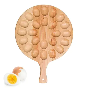Деревянный лоток для яиц, креативный поднос для яиц и тарелок, сервировочный поднос для тарелок для яиц, деревянный поднос с прочной ручкой для кухонного стола
