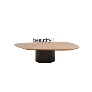 Деревянный чайный столик в форме скандинавского минимализма, повседневный журнальный столик цвета орехового дерева в кремовом стиле