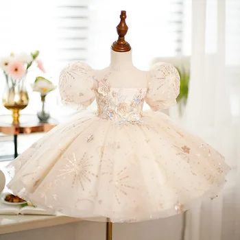 Детское бальное платье принцессы в стиле испанской Лолиты, расшитое бисером, детские платья для дня рождения, свадебного представления y1008