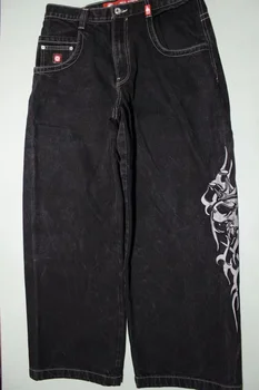 Джинсы Y2k Harajuku в стиле хип-хоп с изображением Черепа, негабаритные Мешковатые джинсы, Черные джинсовые брюки, мужские Женские Новые Готические Широкие брюки, уличная одежда